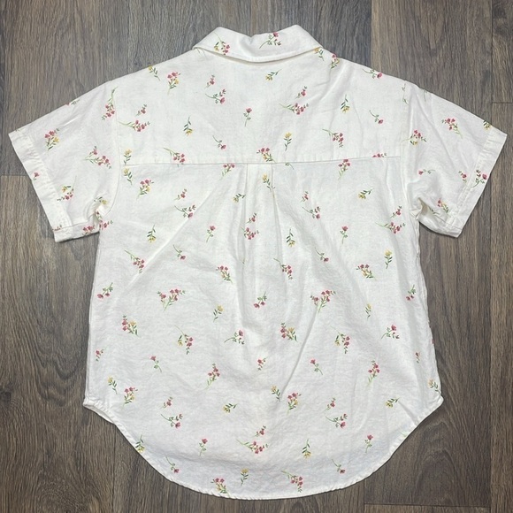Rae Dunn Floral Button Down Shirt 55% Linen - Picture 5 of 5